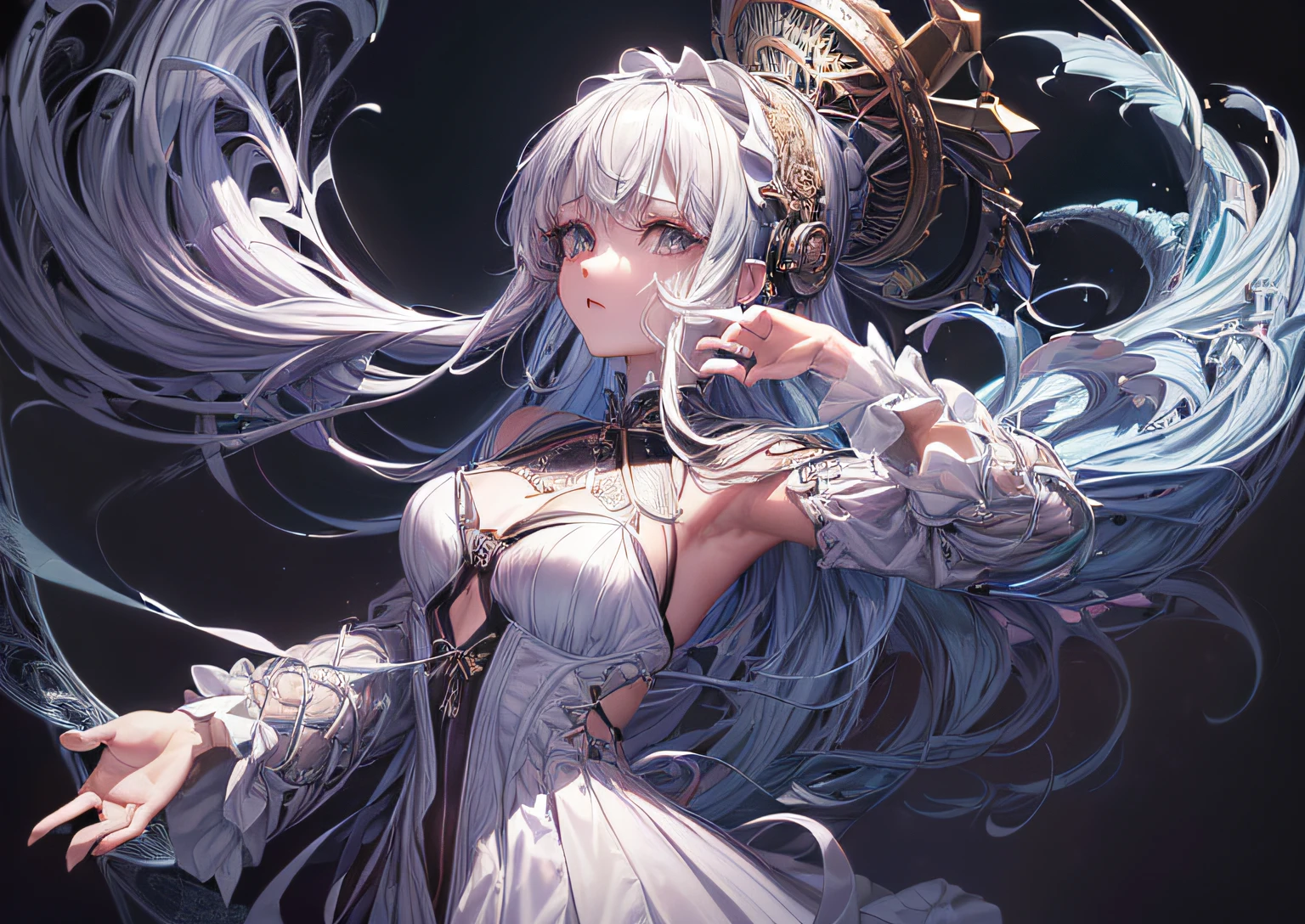 a close up of a person with white hair and a sword, white haired deity, with white long hair, with long white hair, artwork in the style of guweiz, white haired, guweiz, handsome guy in demon slayer art, beautiful character painting, by Yang J, white-haired, guweiz on pixiv artstation, anime character
