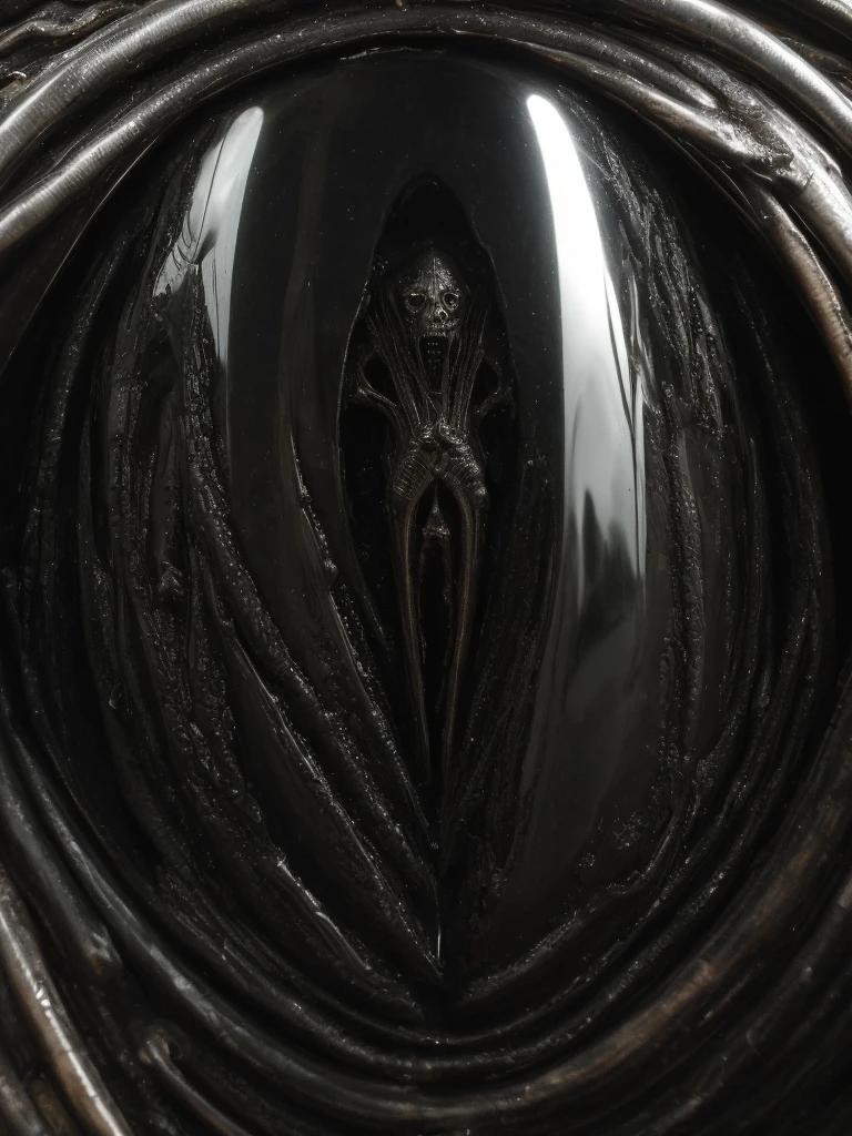 (full body shot, ultra closeup, ultra-detailed, best quality, photorealistic:1.8, 8k, realistic, photography, melted bodies, exomorph, oiled skin, dark mood, obscene mood, necronomicon, dark background, petrol colours, vibrant colours, 35mm, emerging from black oil, high contrast, rain, liquid reflections, shiny reflections, in the style of HR Giger