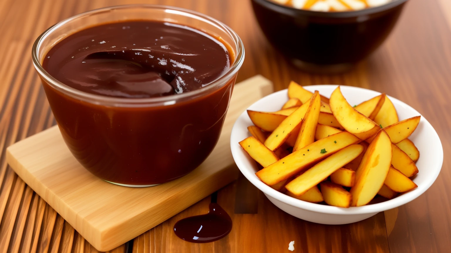 a bowl containing four fried potato wedges