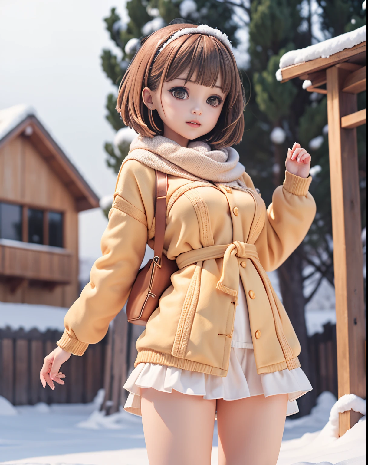 zydG, 1girl in, More skin, toView, Brown-eyed, (Shorthair with bangs:1.2), (middlebreasts:1.0), (medium areolae:0.8),
(Photorealsitic:1.4), (Top image quality:1.0), (超A high resolution:1.0), 8K, Raw photography, (masterpiece:0.2), (PureFace_v1:0.5), ((Winter fashion))