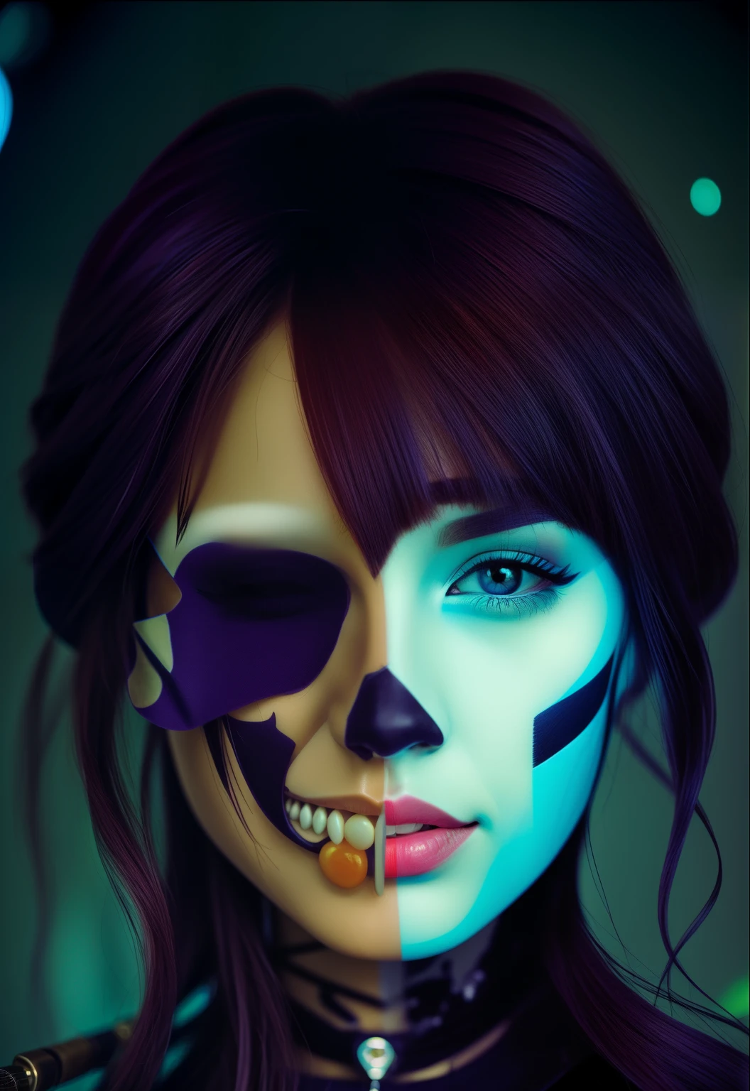 Half living face, buetifull face,