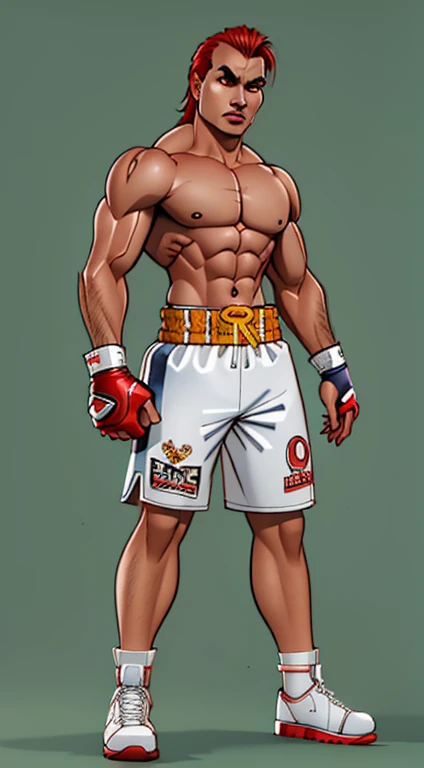 um homem com luvas de boxe e faixa vermelha, lutador de kickpugilista, postura do boxe, Pose de postura heroica de Muay Thai, pugilista, Arnold 3 D render, arnold 3d render, Arnold render, demon boxing hero, personagem de jogo de luta, arnold rendering, 8k octae renderizar foto, Pose de lutador, posando pronto para uma luta, como personagem em tekken