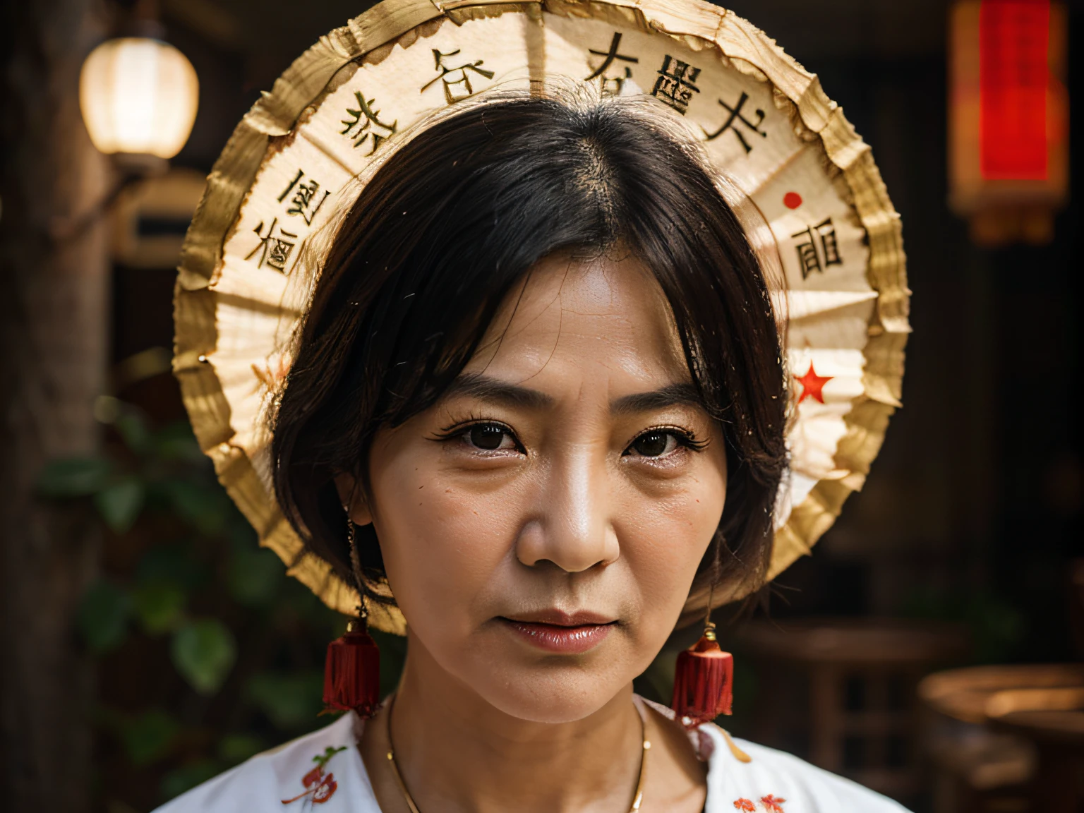 Realistic portrait of older Chinese woman