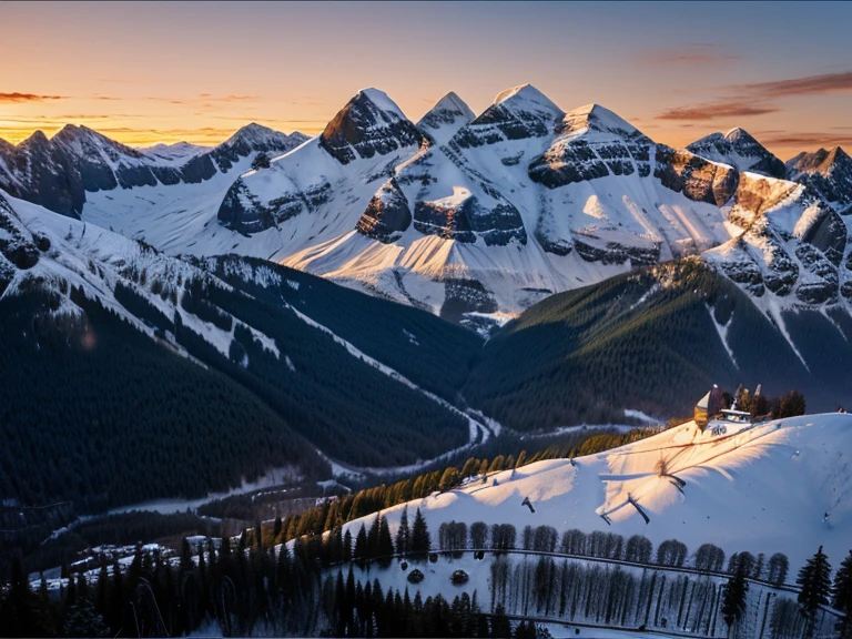 Coucher de soleil entre les montagnes