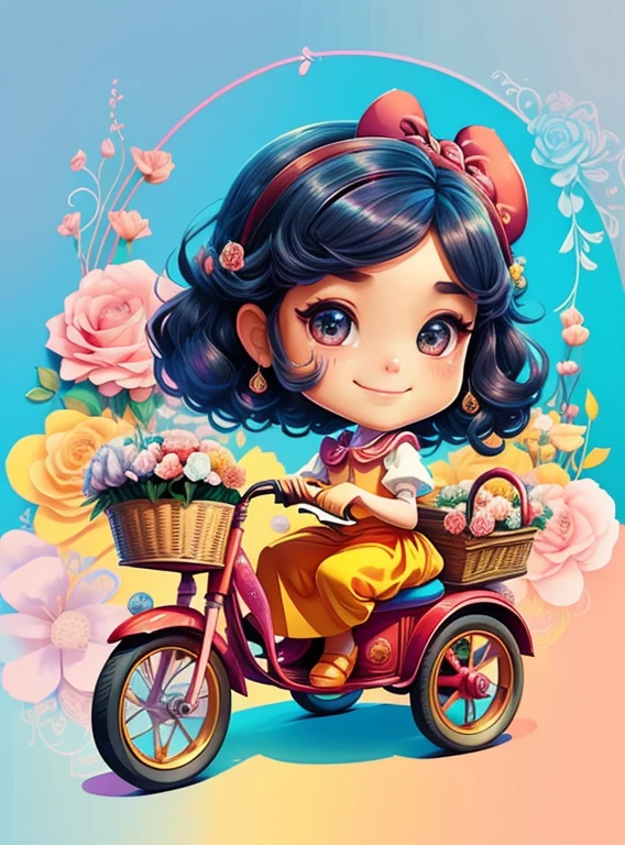 ((cute girl smiling in a tricycle with a basket of flowers)) - Criador: Walt Disney2023) ), ,, ( Walt Disney acolchoamento ,multidimensional geometric wall PORTRAIT, arte, Chibi,
Yang08k, lindo, Colouring,Rose
Primary works, qualidade superior, melhor qualidade, Arte Oficial, Beautiful and Aesthetic,)) ), ,,  Walt Disney acolchoamento ,multidimensional geometric wall PORTRAIT, arte, Chibi,
Yang08k, lindo, (Colouring, rosa), amarelo ,azul ,vermelho e branco)
Primary works, qualidade superior, melhor qualidade, Arte Oficial, Beautiful and Aesthetic,