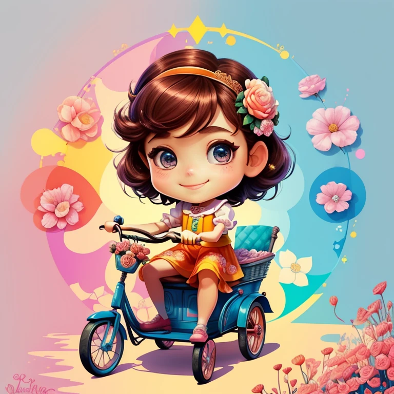 ((cute girl smiling in a tricycle with a basket of flowers)) - Criador: Walt Disney2023) ), ,, ( Walt Disney acolchoamento ,multidimensional geometric wall PORTRAIT, arte, Chibi,
Yang08k, lindo, Colouring,Rose
Primary works, qualidade superior, melhor qualidade, Arte Oficial, Beautiful and Aesthetic,)) ), ,,  Walt Disney acolchoamento ,multidimensional geometric wall PORTRAIT, arte, Chibi,
Yang08k, lindo, (Colouring, rosa), amarelo ,azul ,vermelho e branco)
Primary works, qualidade superior, melhor qualidade, Arte Oficial, Beautiful and Aesthetic,