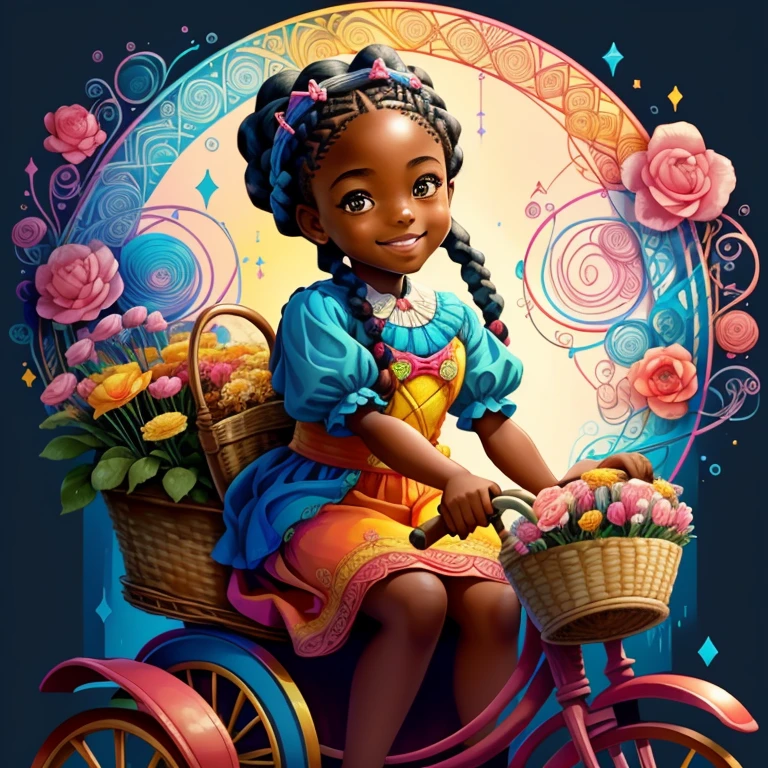 ((cute black girl with braids smiling in a tricycle with a basket of flowers)) - Criador: Walt Disney2023) ), ,, ( Walt Disney acolchoamento ,multidimensional geometric wall PORTRAIT, arte, Chibi,
Yang08k, lindo, Colouring,Rose
Primary works, qualidade superior, melhor qualidade, Arte Oficial, Beautiful and Aesthetic,)) ), ,, Walt Disney acolchoamento ,multidimensional geometric wall PORTRAIT, arte, Chibi,
Yang08k, lindo, (Colouring, rosa), amarelo ,azul ,vermelho e branco)
Primary works, qualidade superior, melhor qualidade, Arte Oficial, Beautiful and Aesthetic,