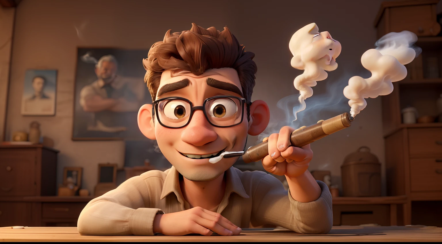 ((best quality)), ((masterpiece)), (detailed), perfect face, guy smoking water pipe