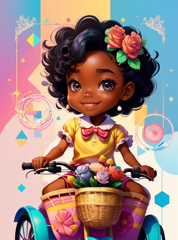 ((cute black girl smiling in a tricycle with a basket of gifts and flowers)) - Criador: Walt Disney2023) ), ,, ( Walt Disney acolchoamento ,multidimensional geometric wall PORTRAIT, arte, Chibi,
Yang08k, lindo, Colouring,Rose
Primary works, qualidade superior, melhor qualidade, Arte Oficial, Beautiful and Aesthetic,)) ), ,, Walt Disney acolchoamento ,multidimensional geometric wall PORTRAIT, arte, Chibi,
Yang08k, lindo, (Colouring, rosa), amarelo ,azul ,vermelho e branco)
Primary works, qualidade superior, melhor qualidade, Arte Oficial, Beautiful and Aesthetic,