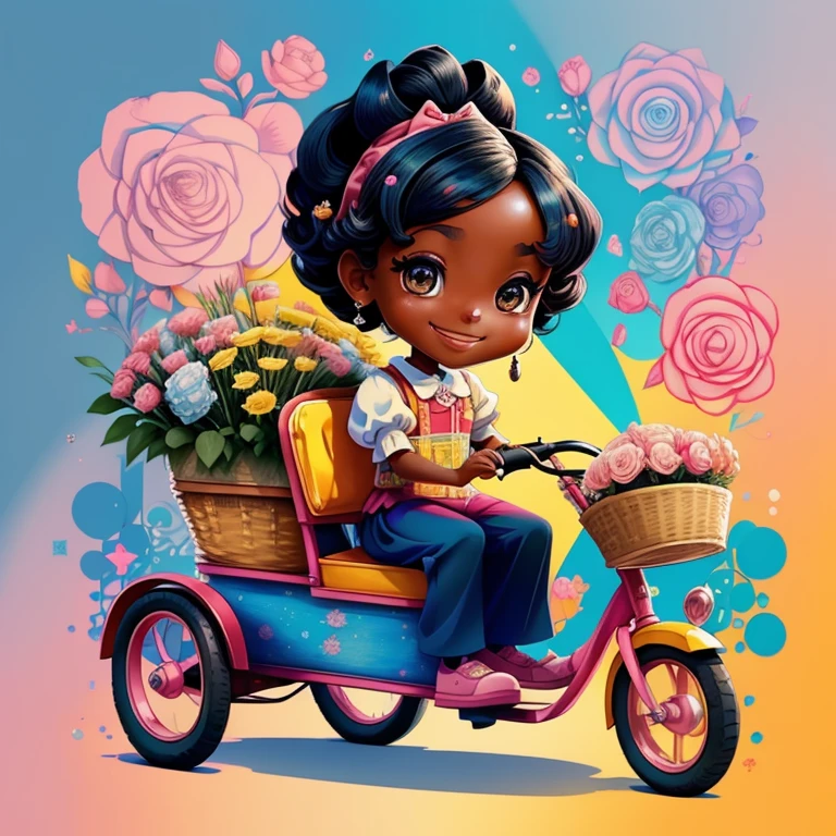((cute black girl smiling in a tricycle with a basket of gifts and flowers)) - Criador: Walt Disney2023) ), ,, ( Walt Disney acolchoamento ,multidimensional geometric wall PORTRAIT, arte, Chibi,
Yang08k, lindo, Colouring,Rose
Primary works, qualidade superior, melhor qualidade, Arte Oficial, Beautiful and Aesthetic,)) ), ,, Walt Disney acolchoamento ,multidimensional geometric wall PORTRAIT, arte, Chibi,
Yang08k, lindo, (Colouring, rosa), amarelo ,azul ,vermelho e branco)
Primary works, qualidade superior, melhor qualidade, Arte Oficial, Beautiful and Aesthetic,