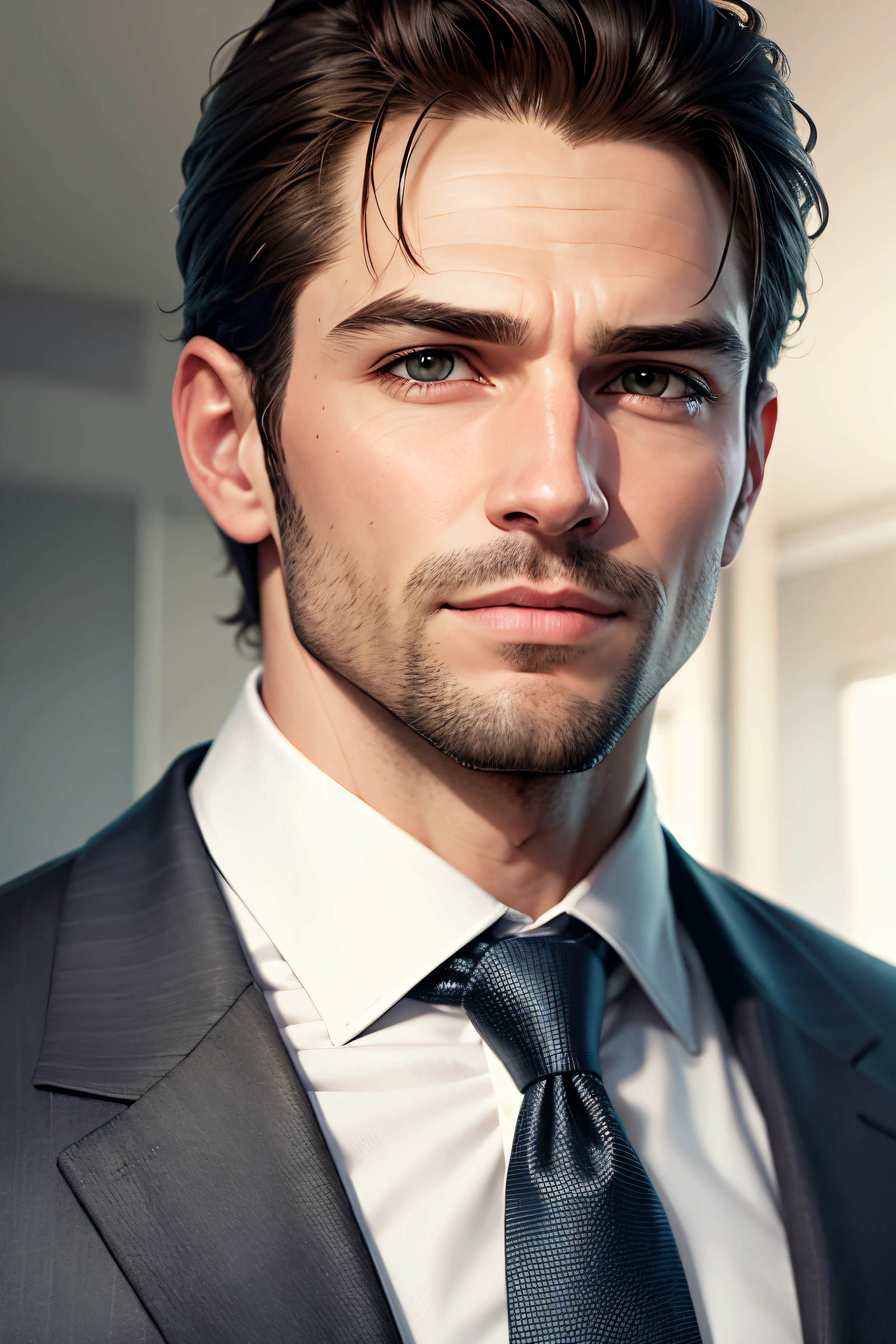 crear un apuesto y realista hombre de negocios goss en un retrato realista