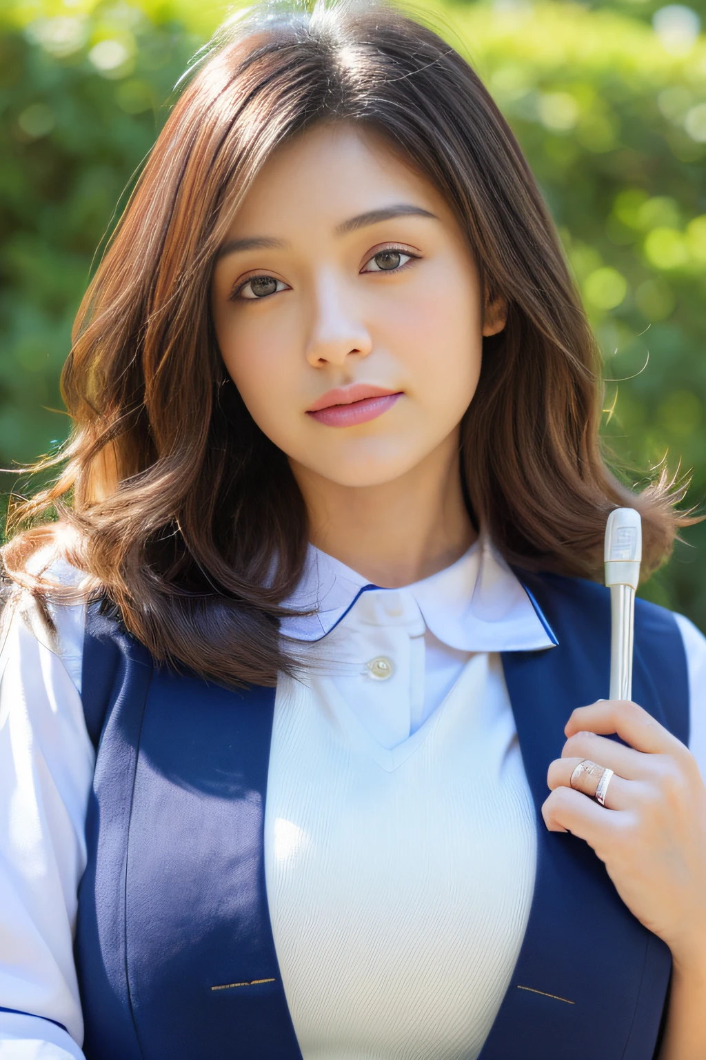 (top-quality、8K、32K、masterpiece、nffsw:1.3)、(Attractive Japanese Woman Pictures)、1 girl in、(ultra gigantic tits:1.2)、(short wavy hair)、abdominals、perfect bodies、hyperdetailed face、Eye-like detailed lips、二重まぶた、Japanese student uniform、on the beds、(魅惑的)、((agitation:1.5))、((areolae slip))