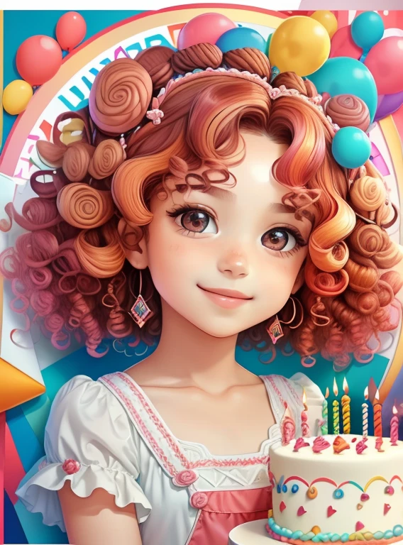 ((|) (cute girl with curly hair smiling with a beautiful birthday cake) stylized identical to 1940 |)), acolchoamento ,multidimensional geometric wall PORTRAIT, arte, Chibi,
Yang016K, lindo,(( Predominant red coloration ,rosa e branco))
Primary works, qualidade superior, melhor qualidade, Arte Oficial, Lindo e Estetaduardo Kobra acolchoamento ,multidimensional geometric wall PORTRAIT, arte, Chibo,detalhes
