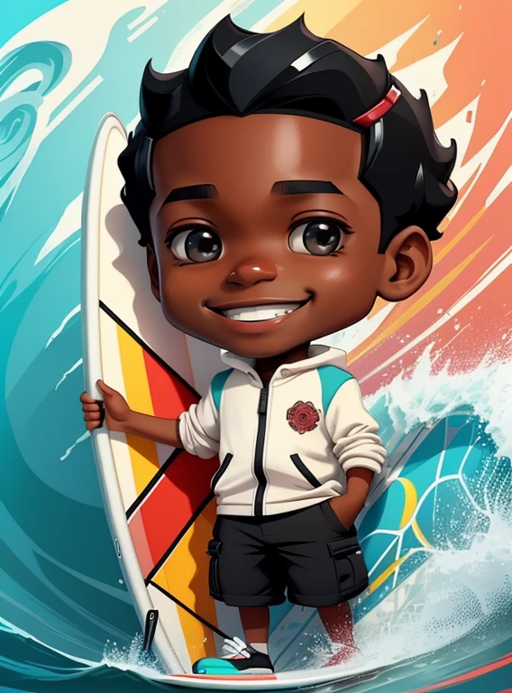 ((|) (cute black boy smiling with a surf board) stylized identical to 1940 |)), acolchoamento ,multidimensional geometric wall PORTRAIT, arte, Chibi,
Yang016K, lindo,(( Predominant red coloration ,rosa e branco))
Primary works, qualidade superior, melhor qualidade, Arte Oficial, Lindo e Estetaduardo Kobra acolchoamento ,multidimensional geometric wall PORTRAIT, arte, Chibo,detalhes