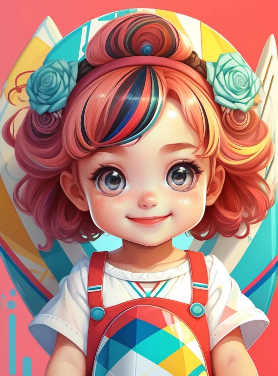 ((|) (cute baby girl smiling with a beautiful surf board) stylized identical to 1940 |)), acolchoamento ,multidimensional geometric wall PORTRAIT, arte, Chibi,
Yang016K, lindo,(( Predominant red coloration ,rosa e branco))
Primary works, qualidade superior, melhor qualidade, Arte Oficial, Lindo e Estetaduardo Kobra acolchoamento ,multidimensional geometric wall PORTRAIT, arte, Chibo,detalhes
