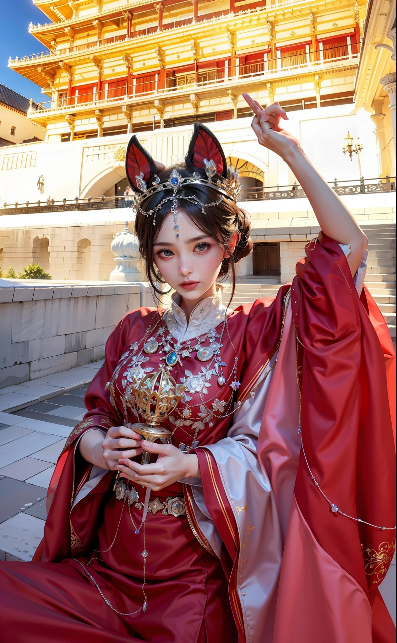 1women,milf,ningguang, ningguang, grey hair, hair ornament, hairpin, long hair, parted bangs, (red eyes:1.5), sidelocks, streaked hair, red hair, smile,medium breast,
BREAK bare shoulders, black gloves, chinese clothes, claw ring, detached sleeves, dress, elbow gloves, frilled sleeves, frills, fur collar, gloves, jewelry, pelvic curtain, sleeveless, sleeveless dress, white dress,
BREAK looking at viewer, full body, (cowboy shot:1.5),
BREAK indoors,
BREAK (masterpiece:1.2), best quality, high resolution, unity 8k wallpaper,NSFW ,(illustration:0.8), (beautiful detailed eyes:1.6), extremely detailed face, perfect lighting, extremely detailed CG, (perfect hands, perfect anatomy),
