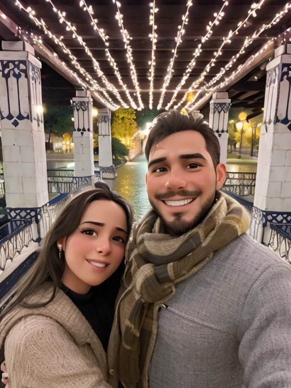 Pareja enamorada en un puente