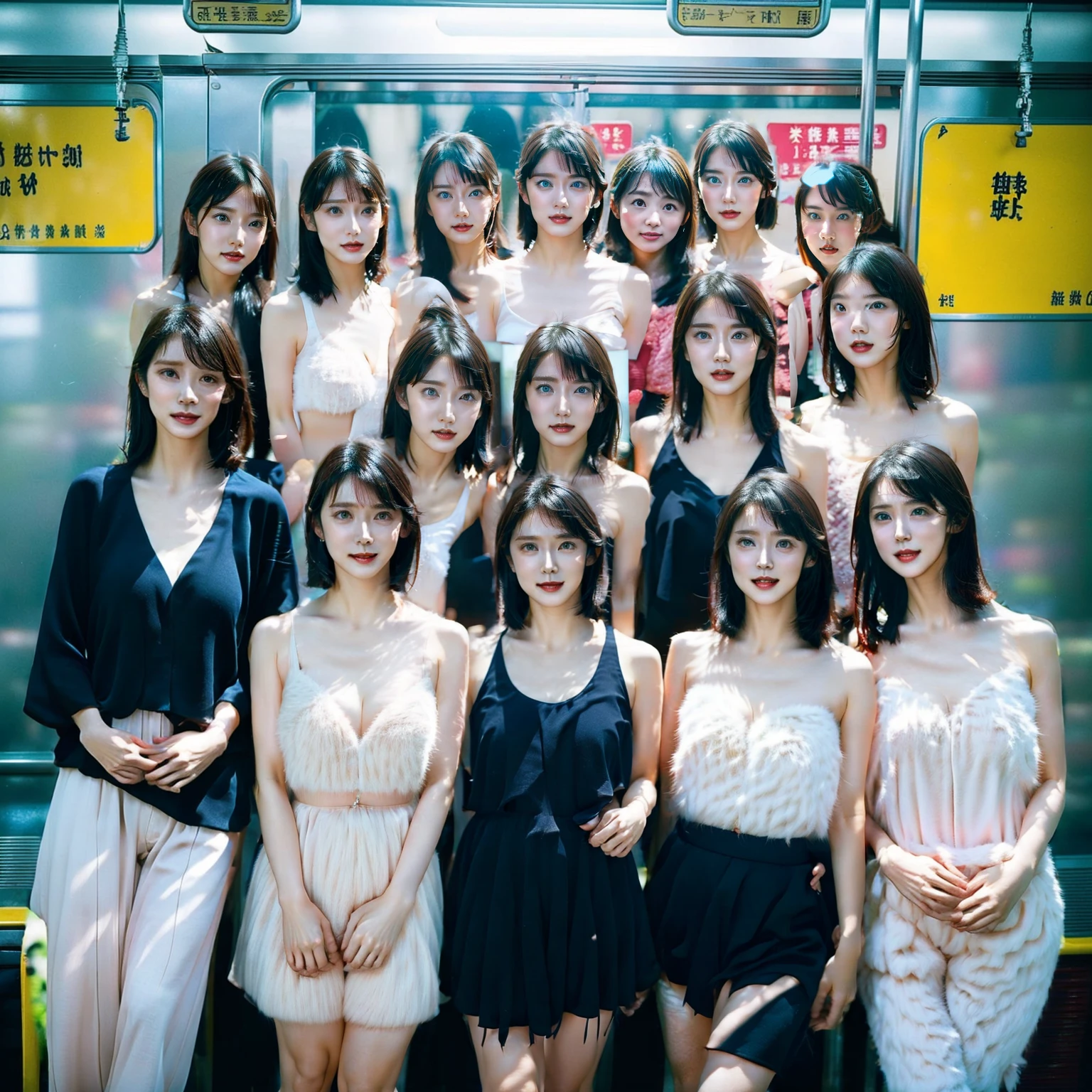 Raw photo、(((multiple girls))),((((6+girls)))),((((1000girls)))),(((10000girls)))、(((crowd shot))),((a baby face)),(((Adhesion)))、((Crammed))、((Packed))、elementary student、(Inside the crowded train)、(((is standing)))、((Everyone is standing)),(((6 years old)))、Women only、japanes、((Same height))、The same face、((A dark-haired)),Longhaire、((1000 cute women standing close together on the train))、(((Large group)))、((chiquita))、sweating、A crowded train full of little girls