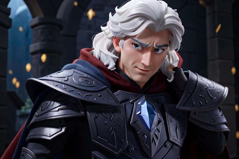 um close up de uma pessoa em um traje com uma espada, Frozen II Klaus filme, filme klaus congelado, Frozen II filme ainda, inspirado em Johannes Helgeson, Retrato de fin wildcloak, ele tem cabelos grisalhos escuros, rich in epic detail, Arsen Lupin como um paladino, Personagem close up, Elsa, Closeup da arte do personagem, closeup retrato de personagem