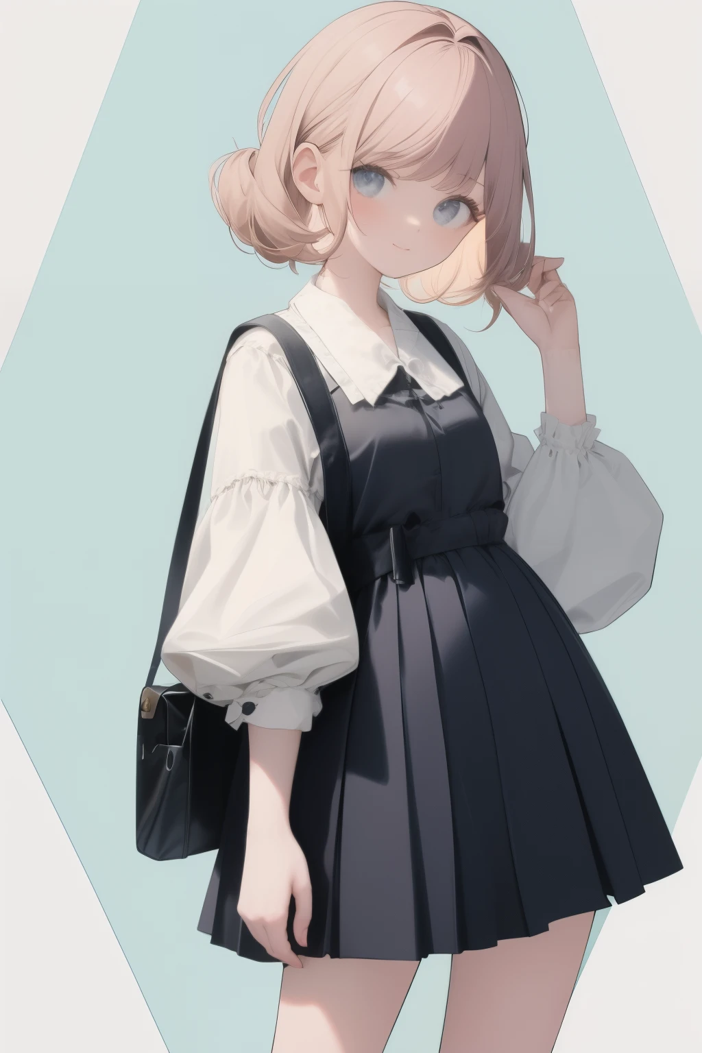 Light shades、pale color、PastelColors、one girls、Casual style、absurderes、Geometric pattern background、hight resolution、ultra-detailliert、top-quality、masuter piece:1.3、wall-、official、8k