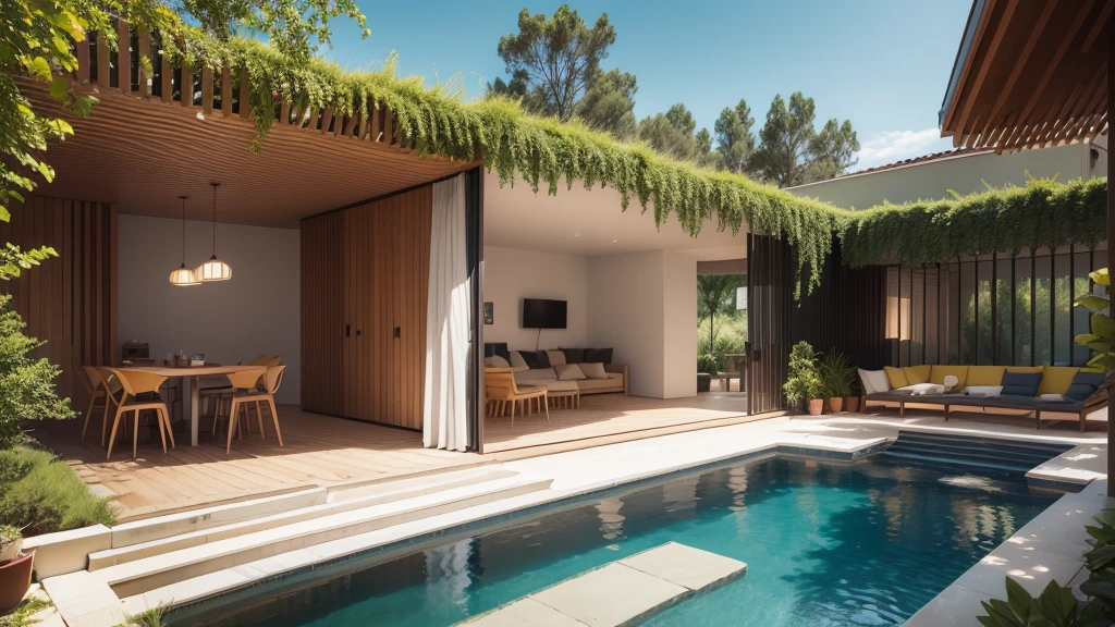 Subtropical Home Centred Around a Courtyard, white wall and stone wall with subtropical setting by emphasising outdoor living spaces and allowing a private sanctuary --auto --s2