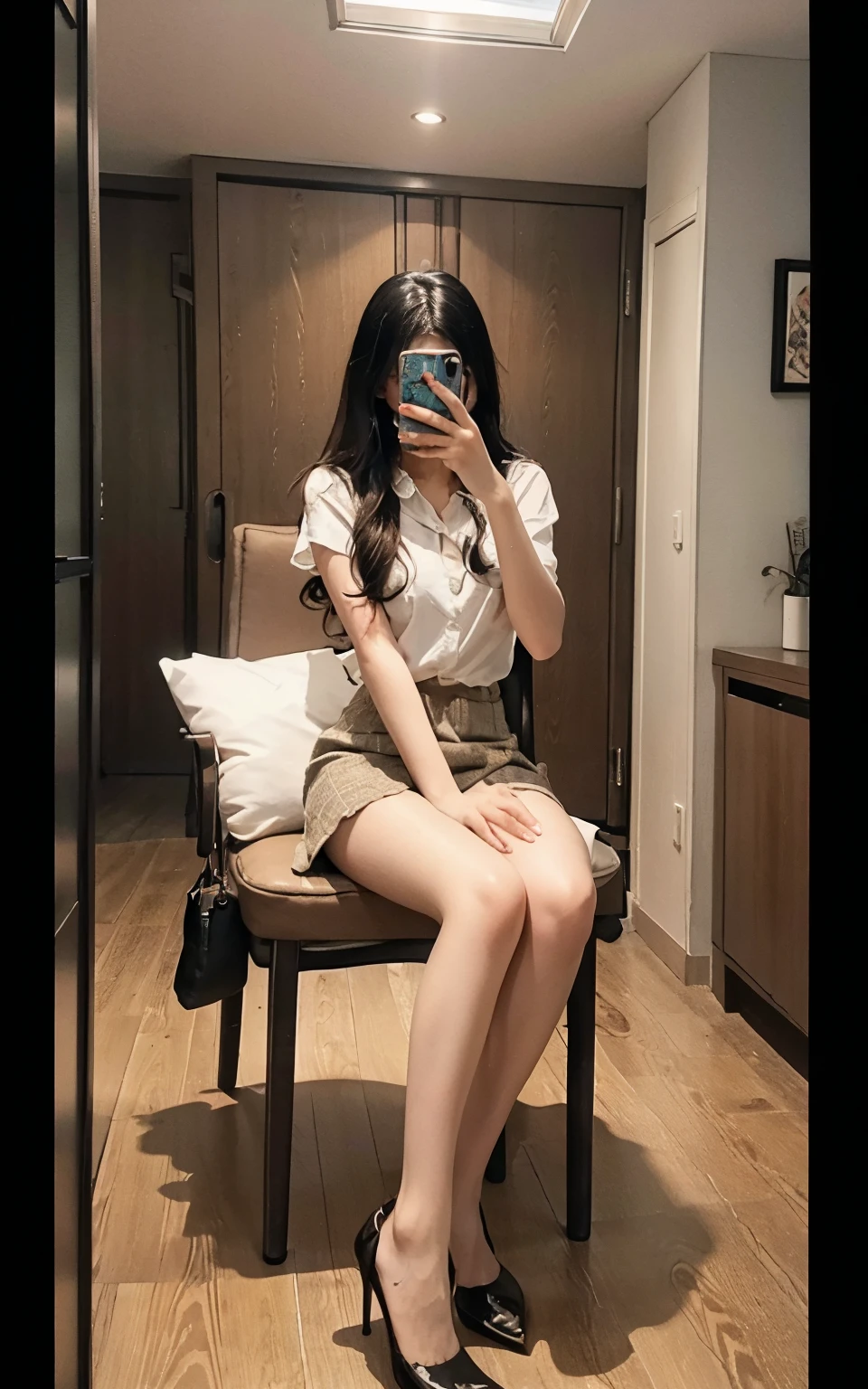 （RAW photo quality），（realistically，Photorealistic：1.4），
tmasterpiece，Extremely Delicately Beautiful，astounding，Detailed pubic hair，Extremely detailed CG unity 8k wallpaper，ultra - detailed，A high resolution，hoang lap，the soft light，rim-light，vibrant detail，
（（perfect hand：1.2）），
hold it with one hand，Para cobrir seu rosto，
1个Giant Breast Girl，Full body lesbian，
[The stands up|sittingonchair|sitting down|butterfly sitting]，
[livestock|lace hose]，
apples， ， lacivious pose， Small hands，
p_meter_S，