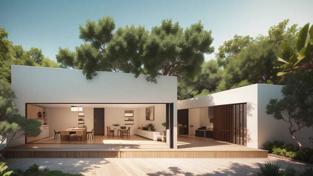 Subtropical Home Centred Around a Courtyard, white wall and stone wall with subtropical setting by emphasising outdoor living spaces and allowing a private sanctuary --auto --s2