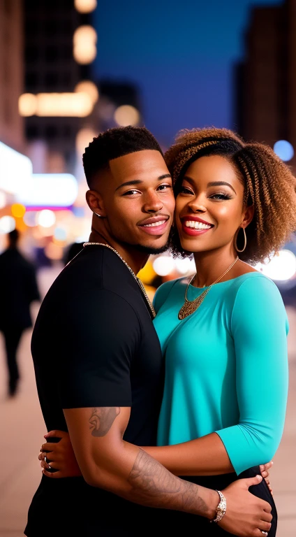 black woman and black man had a bond that seemed unbreakable. Born and raised in the vibrant heart of the city, they shared dreams, laughter and endless conversations under the city's flickering lights.