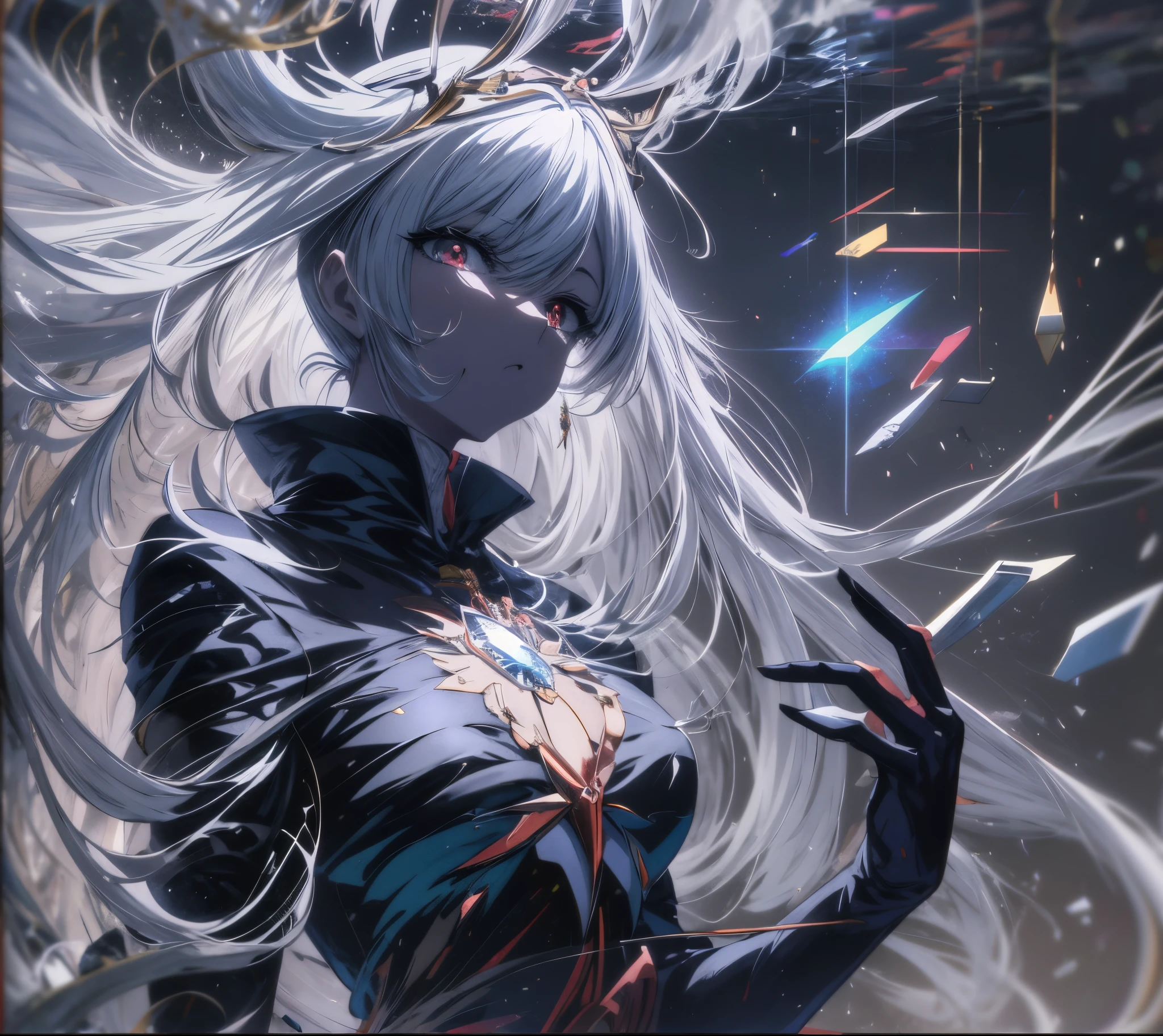 garota de anime com longos cabelos brancos e uma roupa preta segurando uma varinha, Arte Zerochan, Anime Art Wallpaper 4K, Anime Art Wallpaper 4K, Anime Art Wallpaper 8K, Melhor Anime 4K Konachan Wallpaper, Papel de parede anime 4k, divindade de cabelos brancos, arte de fantasia de anime, Anime Wallpaper 4k, 4k anime wallpapers, anime epic artwork.