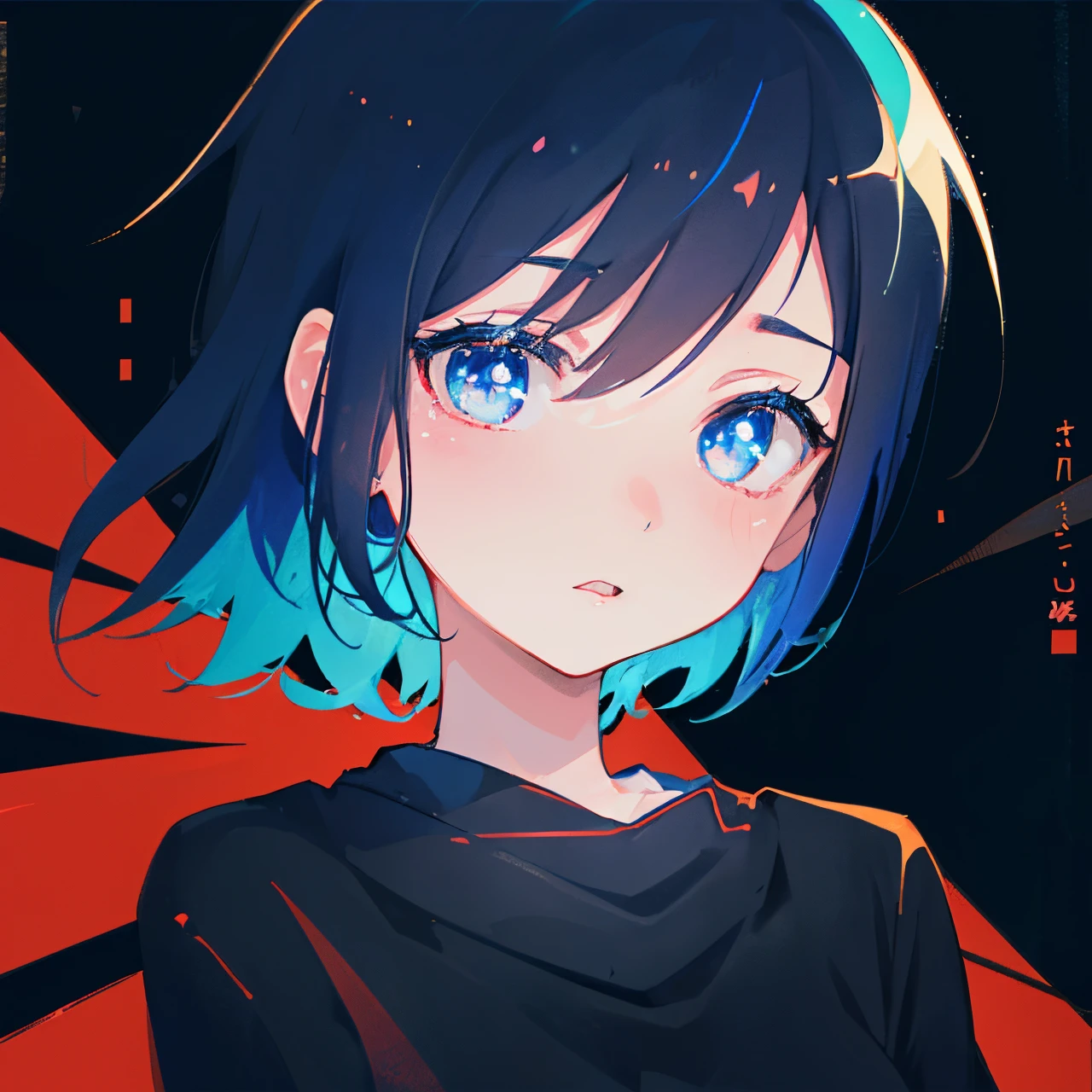 a woman with blue hair and blue eyes pointing her finger to her mouth, 2 d anime style, anime visual of a cute girl, anime girl named lucy, emo anime girl, rei hiroe, mayuri shiina, 2 d anime, (anime girl), 1 7 - - old me goth girl, hana yata, an anime girl