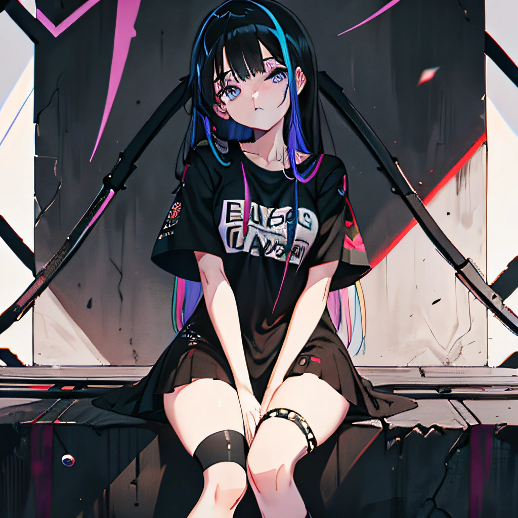 sumo+meticuloso_la cara,sumo+Beautiful+meticuloso_El ojo,La parte superior del cuerpo,Escote de primer plano,Backgrouns cyberpunk,Dibujar,Solidcolor,Una mujer con camisa negra y vestido negro,Estilo minimalista,Use ropa casual elegante,Botas,Leche y estilo negro,ojos negros,Vestido moderno y elegante,Ropa moderna casual,INSPO , anime,Ropa negra, una falda negra, Tonos neutros, Esquema de color en blanco y negro, Ropa de ocio,figura flaca,Una mirada impotente,cara de miedo, 22year old, Cabello largo, ((cabello negro))