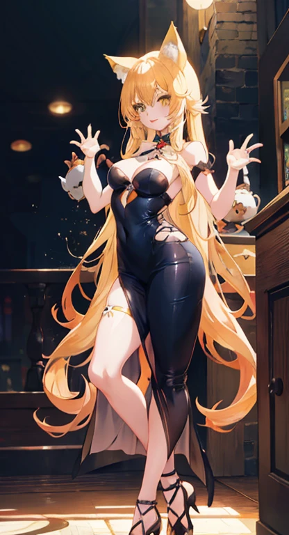 Anime girl with long blonde hair and cat ears, posing for a photo, blonde anime girl with long hair, Beautiful anime catgirl, very beautiful anime cat girl, Anime girl with long hair, niedlich Anime Catgirl, seductive anime girl, Anime Catgirl, beautiful anime girl, attractive anime girl, gekleidet mit langen, flowing dresses, Attractive cat girl