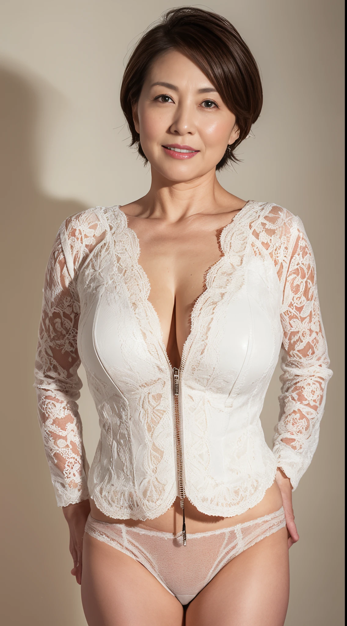 Remove Background, gravure, facing front, ((wearing leather underwear))Fancy makeup, from the  up, masutepiece, Best Quality, Ultra-detailed, Photorealistic, super detailed skin, Perfect , (1 japanese mature woman), (Solo), 95 years old, , Mature Woman Politician, glamor, A , Chromo-white skin, Looking at Viewer,