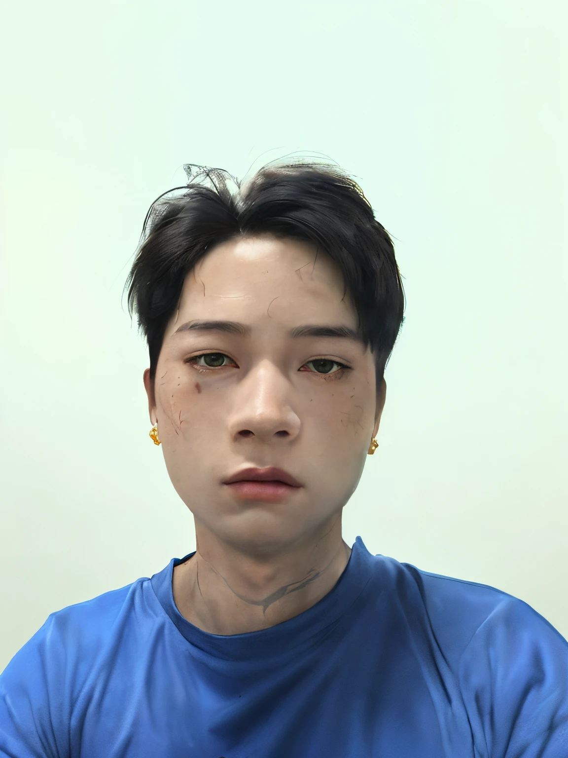 Create art in the style of a Disney Pixar cover,Character of boy playing using white headphones in gamer setting,he looks like , The white, Has brown eyes, Wear diamond earrings, The hair brown,But the ends of her hair are golden, with bangs on her forehead,Having oriental dragon tattoo,There are dragon heads all over the forearms and hands.