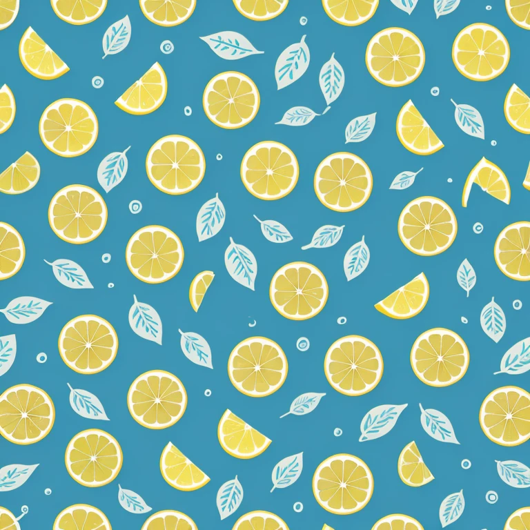 Seamless lemon pattern with light blue background
