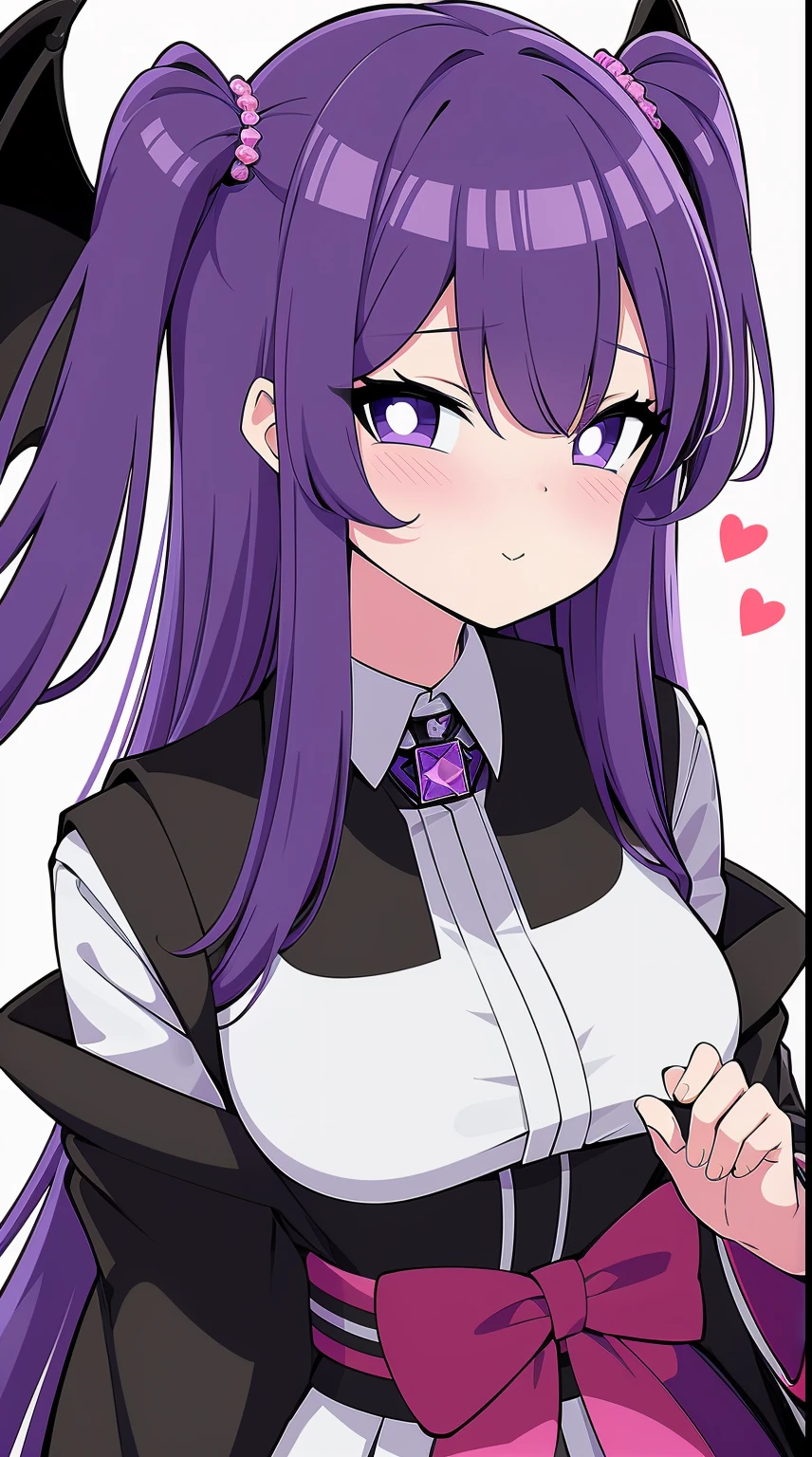 (masterpiece), best quality, expressive eyes, perfect face, violet bat girl with cute bat wings, kawaii, soft girl aesthetic, cute candy bandages and face deco, harajuku, japanese style, futuristic, big cropped jacket, lively pose, happy expression