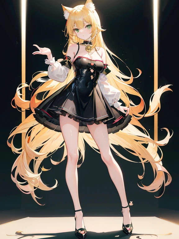 (best quality), 1girl, female, porcelain skin, blonde hair, straight hair, long hair, swoopy tips, Flipped-up ends, brown eyes, perfect eyes, crop turtleneck top, black skirt, slender, , small bust, shy, masterpiece, anatomically correct, highres
