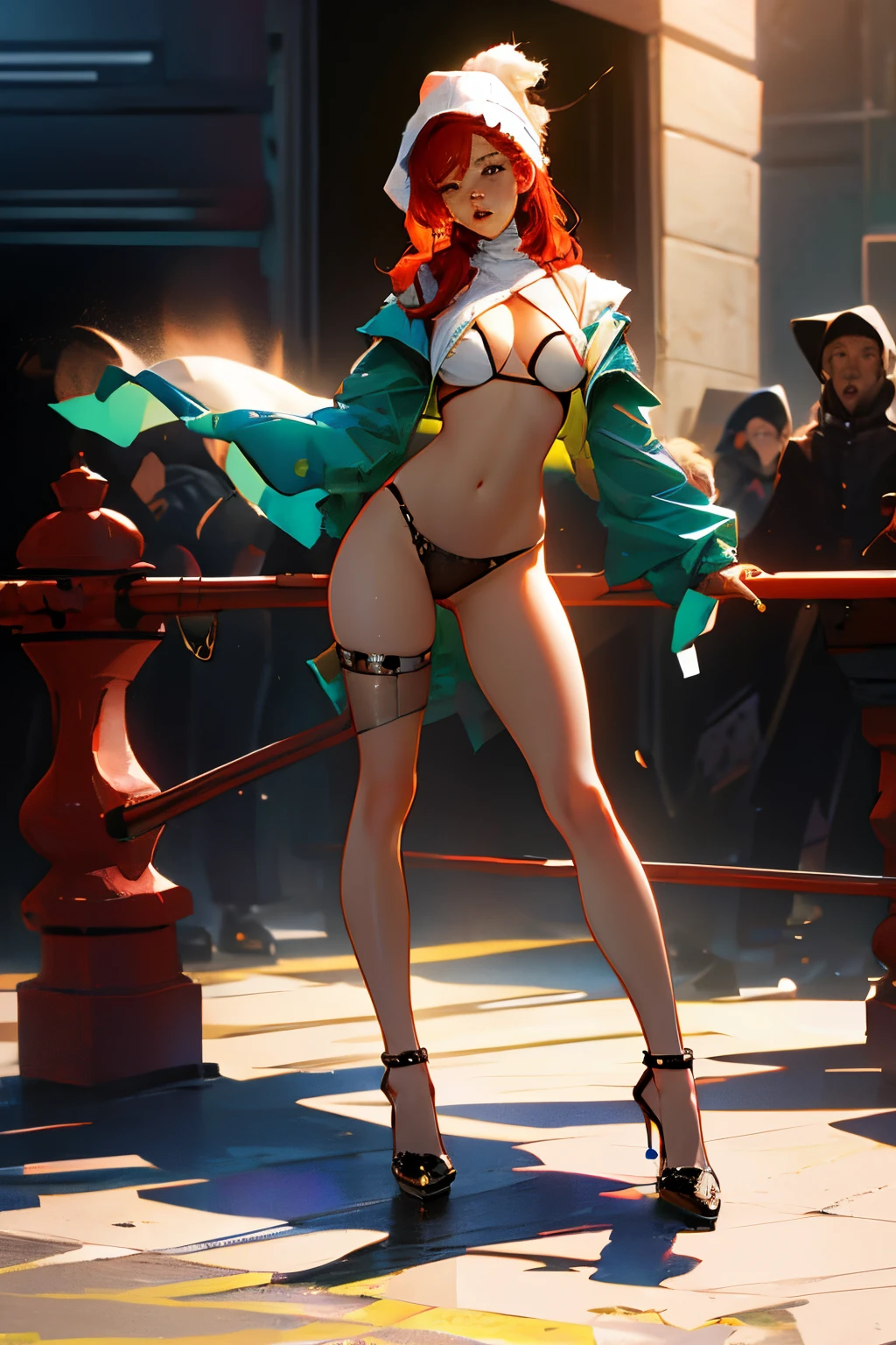 redheadwear, G string, high-heels, large tities, The large, sexy for