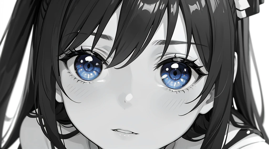 monochrome, 1girl, sailor suit, beautiful eyes, close up of eyes