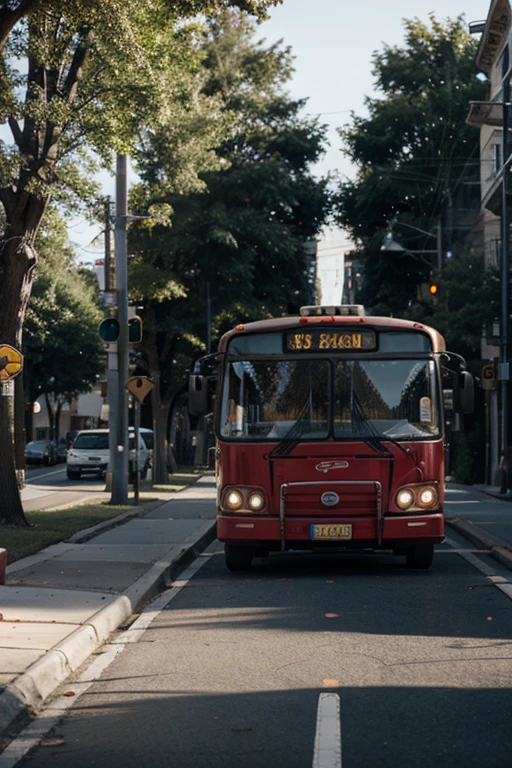 Bus running in the neighborhood