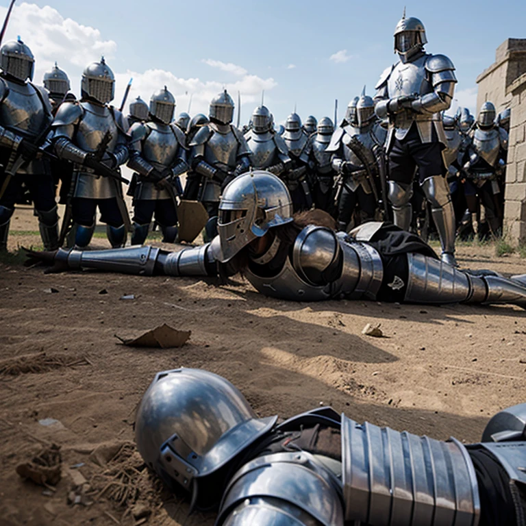 Several Knight troops, were killed, lying on the ground