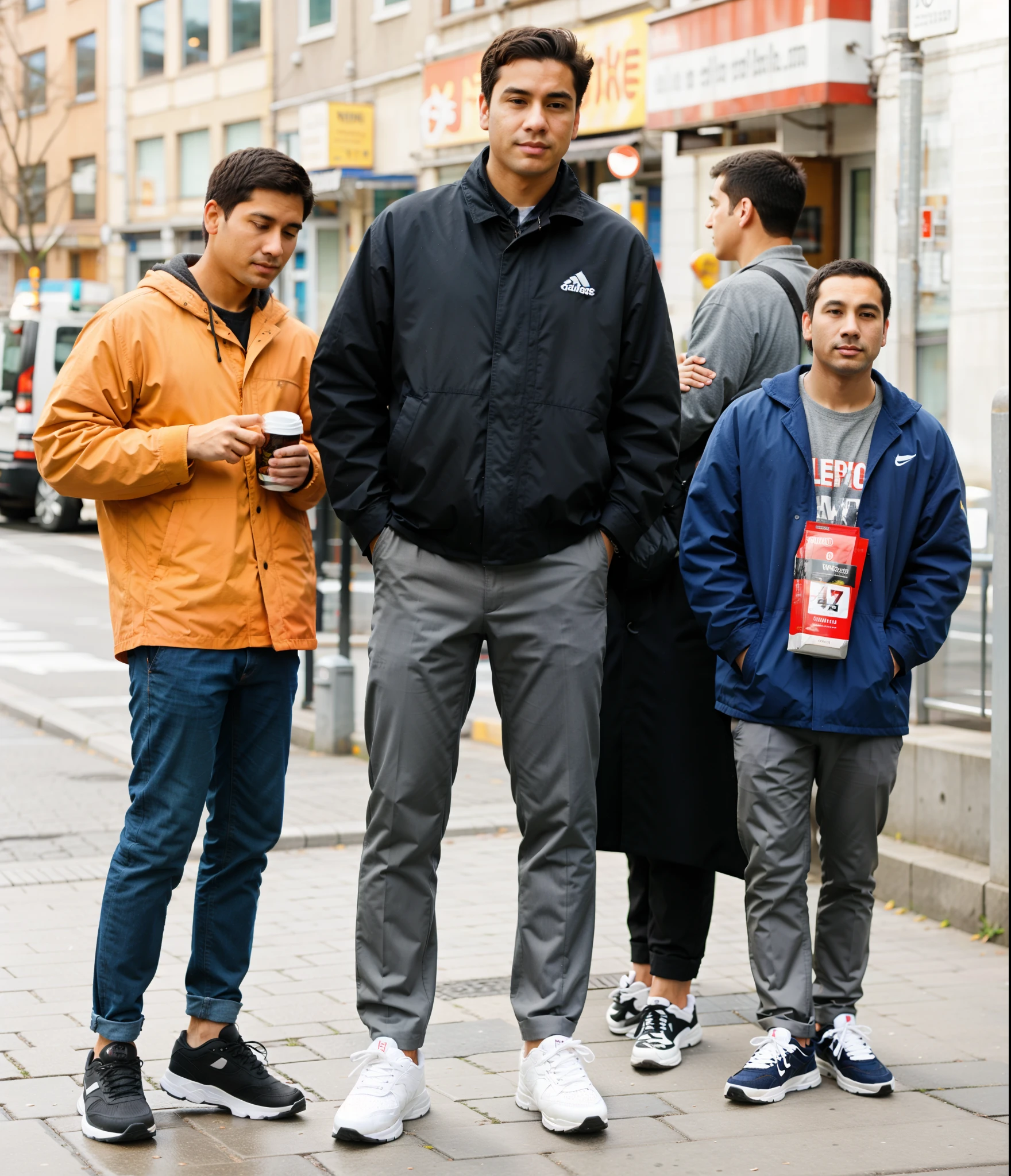 man standing on sidewalk，