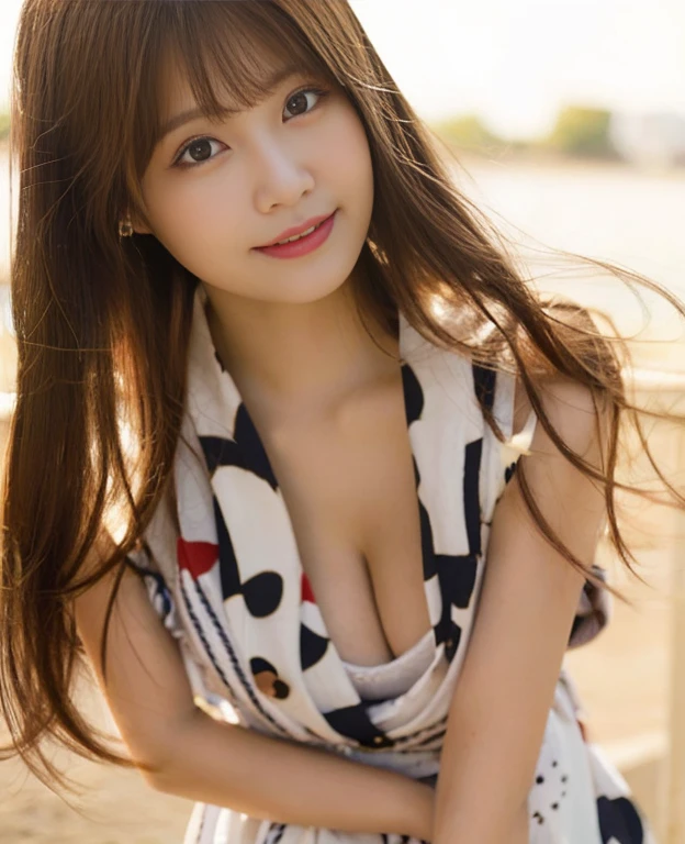 masutepiece, Yukata、Best Quality, Illustration, Ultra-detailed, finely detail, hight resolution, 8K Wallpaper, Perfect dynamic composition, Beautiful detailed eyes, full body Esbian、Stand by the tree、knit,Medium Hair,Natural Color Lip, Bold y poses,Smile,Harajuku、20 years girl、Cute、Sexhot looking at camera、C Cup、Brown hair、cacique#39;s face