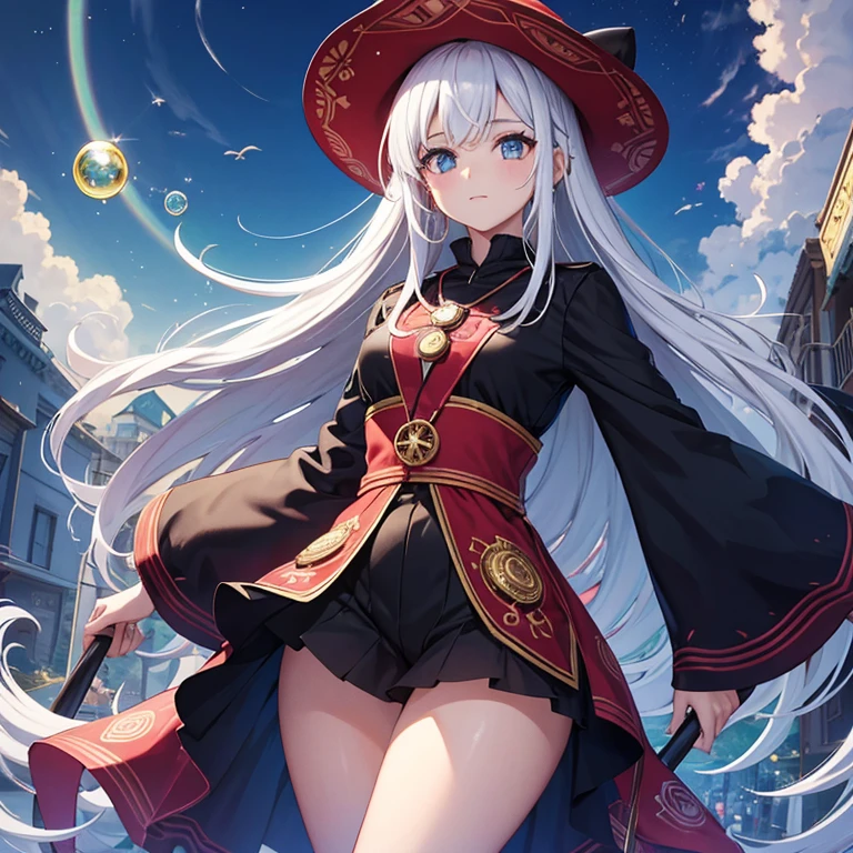 cowboy shot), SFW, (master part), (best quality:1.0), (Ultra Highres:1.0), olhos detalhados RavenTT, Standing, malha de corpo inteiro, Capa roxa, Broche roxo, luvas roxas, Botas, Black Magic Circles, Botas pretas, Rosto detalhado, iluminesense olhos roxos, orpo inteiro, 1girl, sozinho, Action, Cidade, caminhada, pernas expostas, joias vermelhas, red medallion, fundo branco, bubble butt, thick thighs