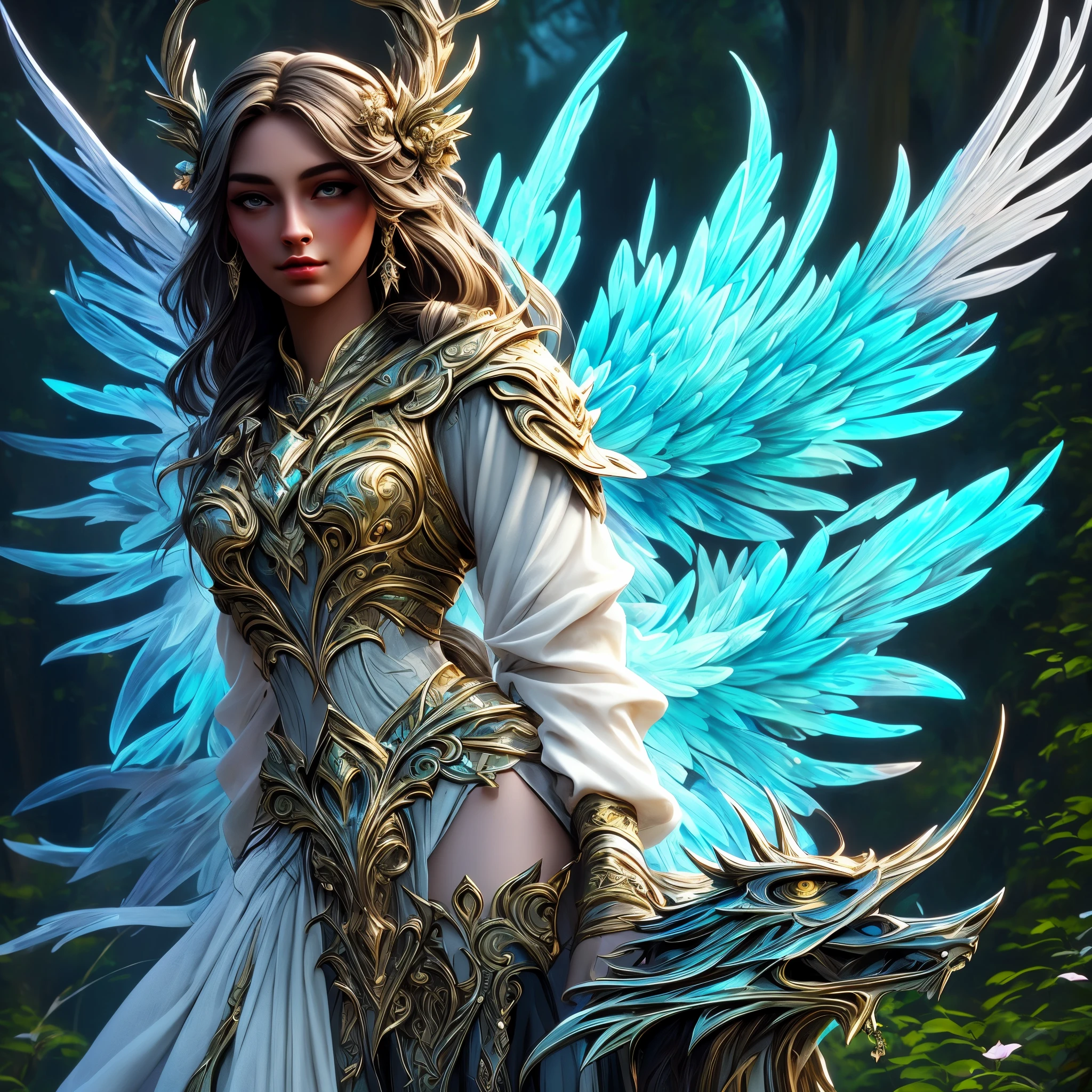 a woman with long hair and wings standing in a forest, beautiful fantasy art, beautiful fantasy art portrait, very beautiful fantasy art, amazing fantasy art, fantasy art style, 4k fantasy art, epic fantasy art style hd, detailed fantasy digital art, digital art fantasy art, detailed fantasy art, colorfull digital fantasy art, fantasy style art, breathtaking fantasy art