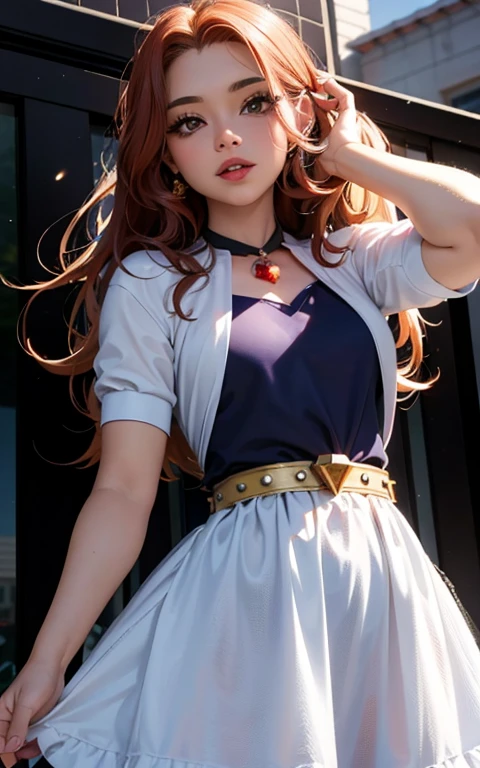 (La mejor calidad, Obra maestra), 1girl, 19 year old ,galaxia, brillar, vestido, Particle, viento, Flor, Parte superior del cuerpo, fondo oscuro, Mirando al espectador, cabello largo , ropa sexy de verano , vestido ligero , maquillaje , labios rojos , sombra de ojos , hermosa sonrisa , fondo variado , senos grandes , cabello dorado , foto de cuerpo completo , posando linda ,
