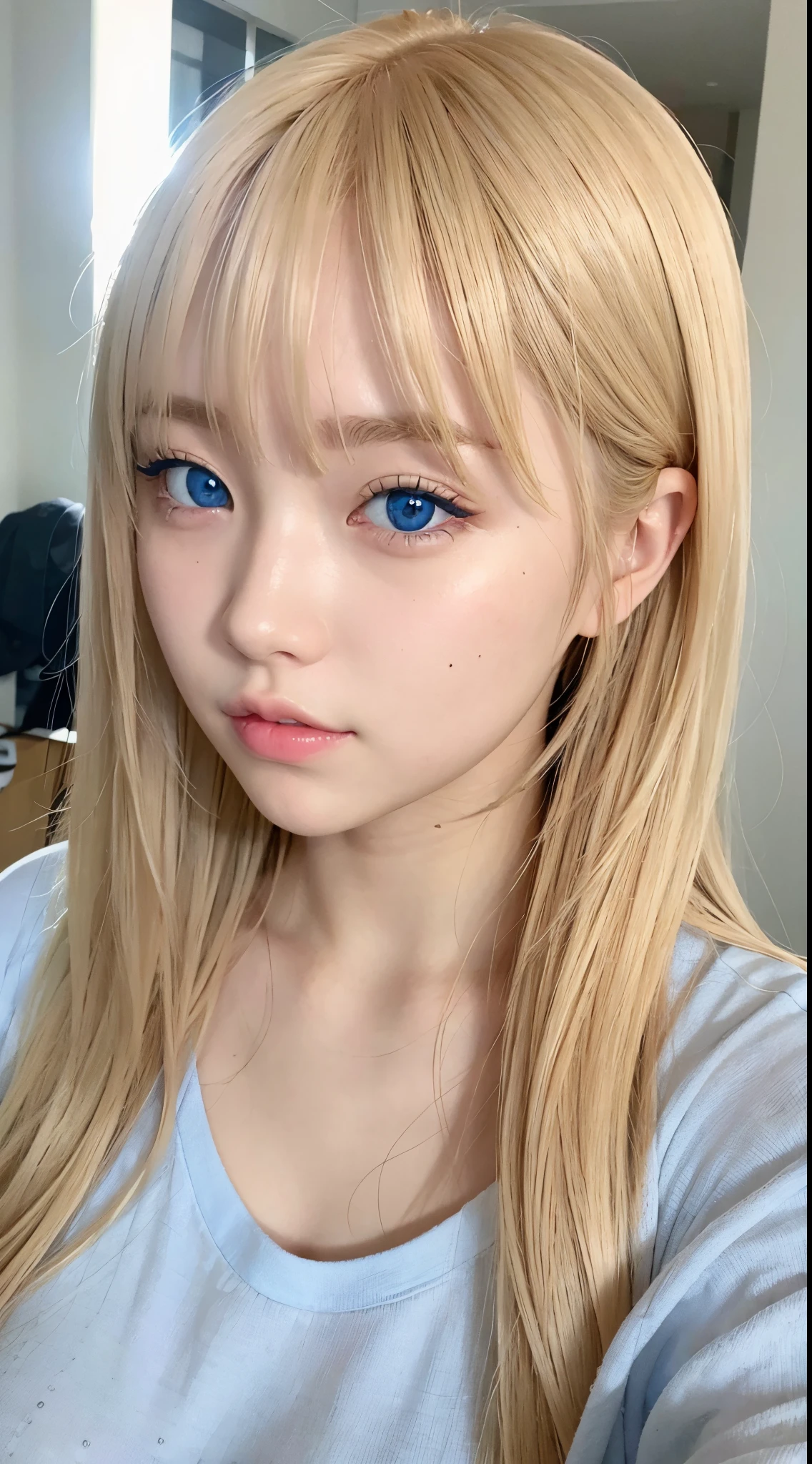 Blonde pretty girl、Blue eyes