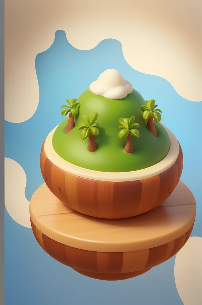 C4D，3D style，Authentic texture，tmasterpiece，pictogram，Coconut trees on floating island