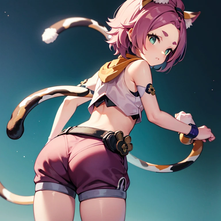 nude girl playfully demonstrates where her tail is attached