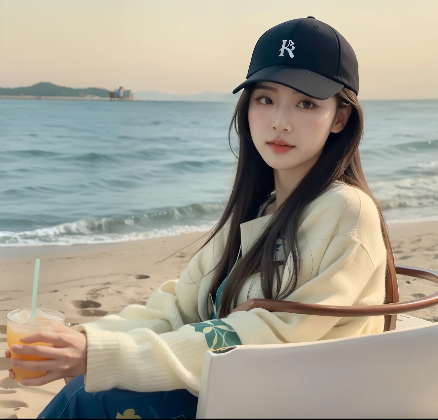 husband sitting on beach chair,A drink in hand, xintong chen, louise zhang, lulu chen, Queen of the Sea Mu Yanling, User photo, Cui Xianhua, chengyou liu, Jiama Chan, Di Li Gerba, wenfei ye, beautiful Korean women, li zixin, Xision Wu